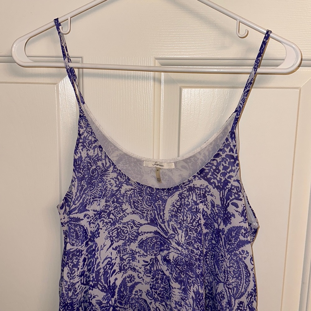 Ruffled paisley cropped tank top